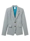 St John Parker Houndstooth Blazer In Blue