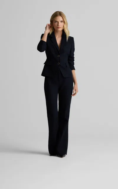 St John Parker Jacket In Stretch Houndstooth In Blue