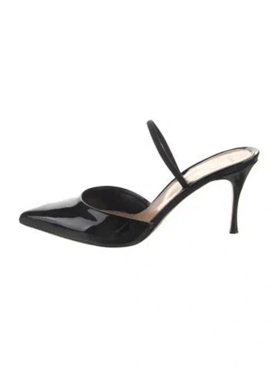 Pre-owned St John Patent Leather Mules In Black