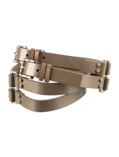 Pre-owned St John Patent Leather Studded Accents Belt In Neutral