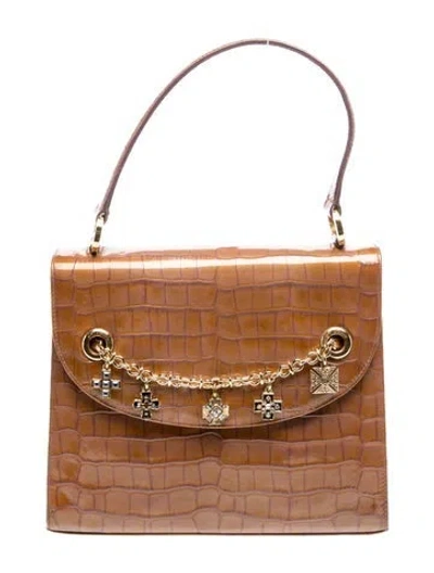 Pre-owned St John Patent Leather Top Handle Bag In Brown