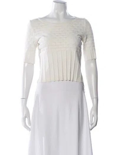 Pre-owned St John Patterned Bateau Neckline Sweater In Neutral