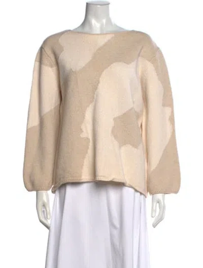 Pre-owned St John Patterned Bateau Neckline Sweater In Neutral