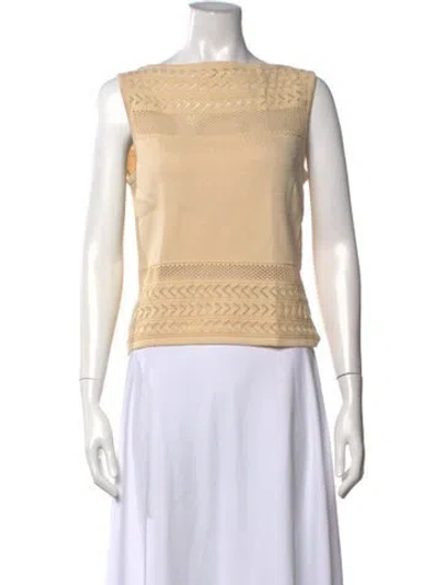 Pre-owned St John Patterned Bateau Neckline Sweater In Neutrals