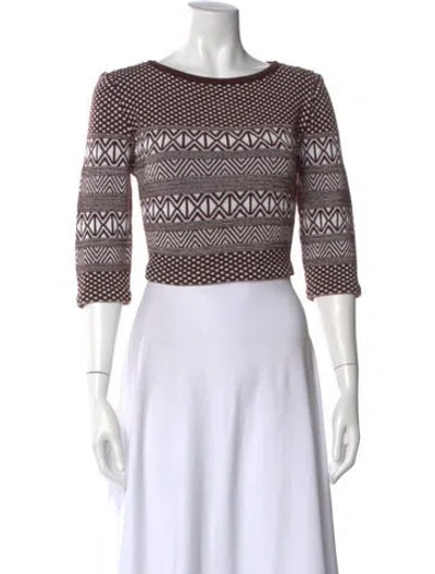 Pre-owned St John Patterned Bateau Neckline Top In Multi