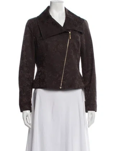 Pre-owned St John Patterned Biker Jacket In Brown