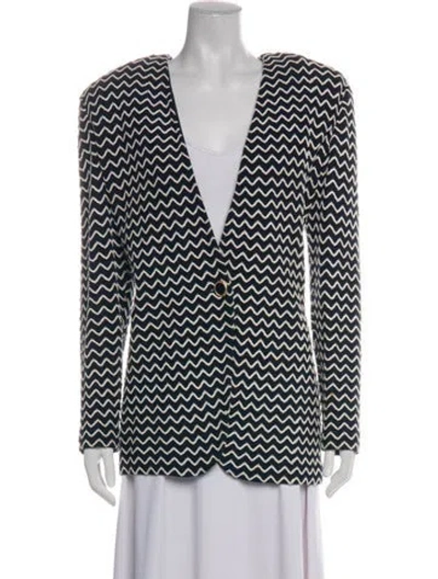 Pre-owned St John Patterned Blazer In Blue