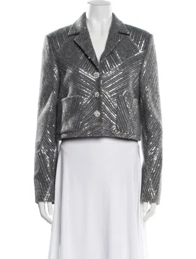Pre-owned St John Patterned Blazer In Gray