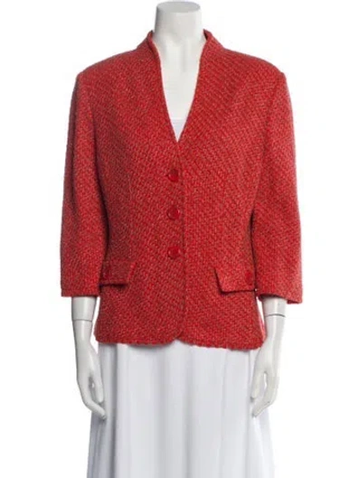 Pre-owned St John Patterned Blazer In Red