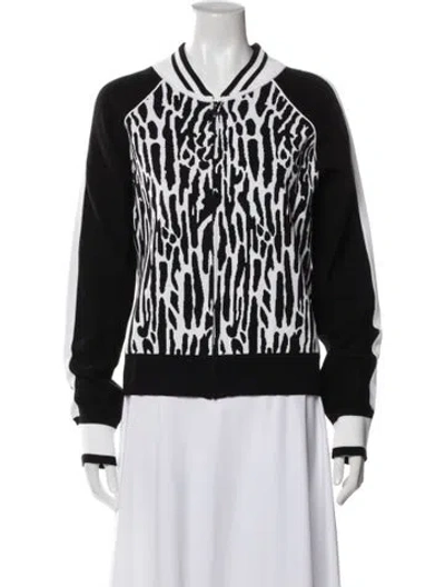 Pre-owned St John Patterned Bomber Jacket In Black