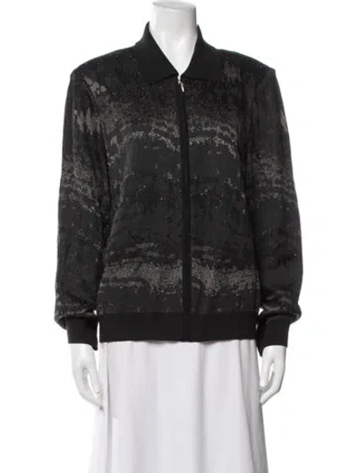 Pre-owned St John Patterned Bomber Jacket In Black