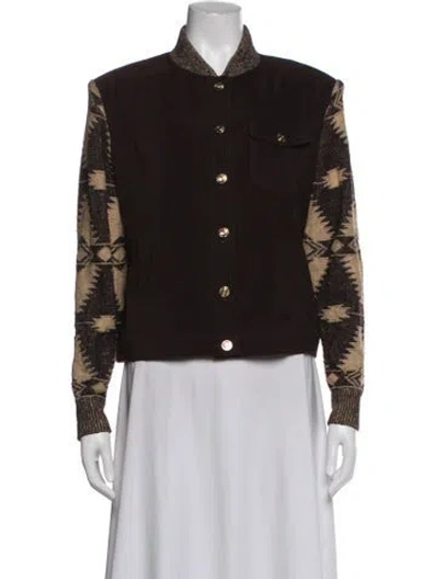 Pre-owned St John Patterned Bomber Jacket In Brown