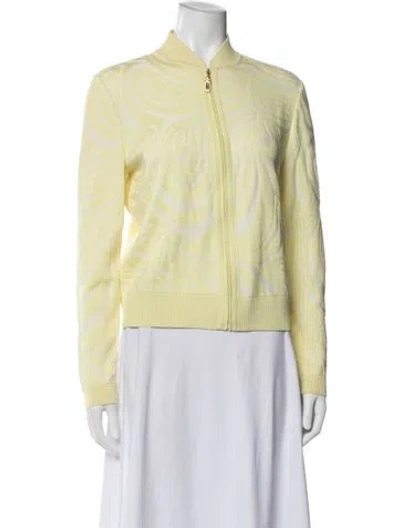 Pre-owned St John Patterned Bomber Jacket In Yellow