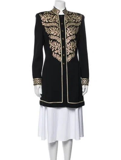 Pre-owned St John Patterned Coat In Black