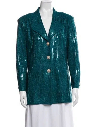 Pre-owned St John Patterned Coat In Blue