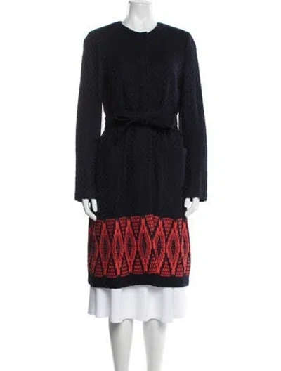 Pre-owned St John Patterned Coat In Blue/red