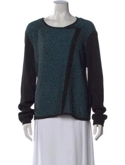 Pre-owned St John Patterned Crew Neck Sweater In Black