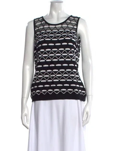 Pre-owned St John Patterned Crew Neck Sweater In Black