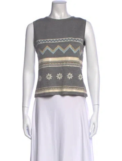 Pre-owned St John Patterned Crew Neck Sweater In Black