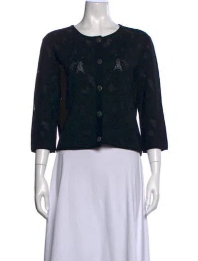 Pre-owned St John Patterned Crew Neck Sweater In Black