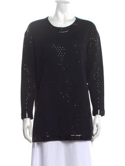 Pre-owned St John Patterned Crew Neck Sweater In Black
