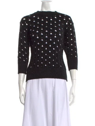 Pre-owned St John Patterned Crew Neck Sweater In Black/metallic