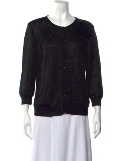 Pre-owned St John Patterned Crew Neck Sweater In Black/metallic