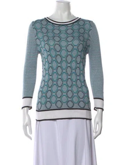 Pre-owned St John Patterned Crew Neck Sweater In Blue
