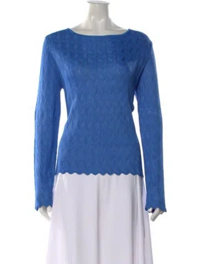 Pre-owned St John Patterned Crew Neck Sweater In Blue