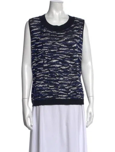 Pre-owned St John Patterned Crew Neck Sweater In Blue