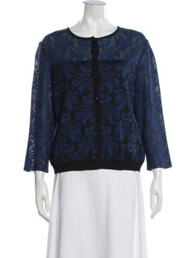 Pre-owned St John Patterned Crew Neck Sweater In Blue