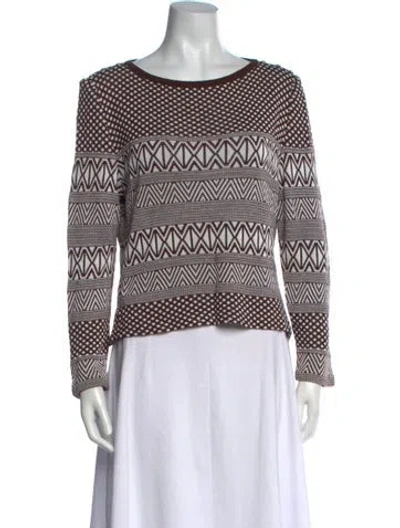 Pre-owned St John Patterned Crew Neck Sweater In Brown