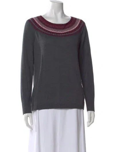 Pre-owned St John Patterned Crew Neck Sweater In Gray