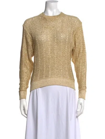 Pre-owned St John Patterned Crew Neck Sweater In Metallic/neutrals