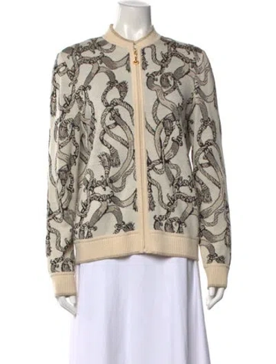 Pre-owned St John Patterned Crew Neck Sweater In Neutral
