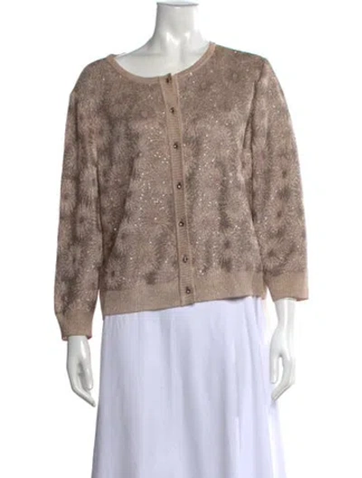 Pre-owned St John Patterned Crew Neck Sweater In Neutrals