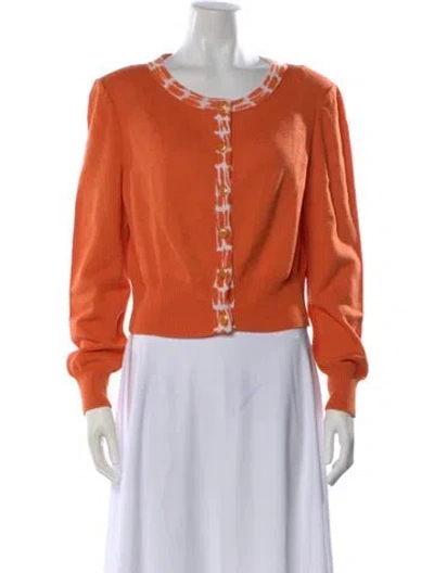 Pre-owned St John Patterned Crew Neck Sweater In Orange
