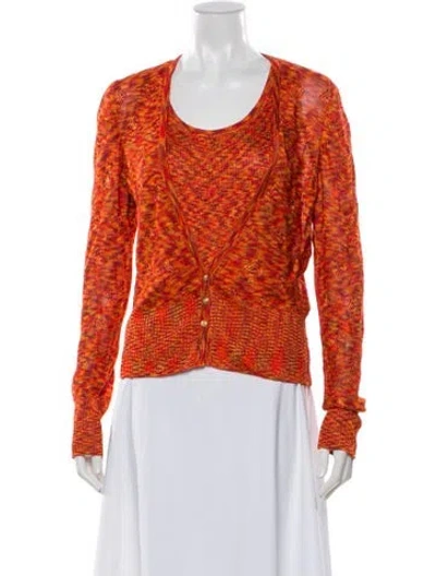 Pre-owned St John Patterned Crew Neck Sweater In Orange