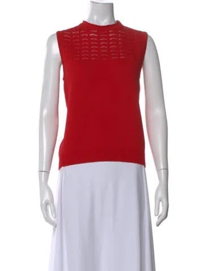 Pre-owned St John Patterned Crew Neck Sweater In Red