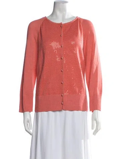 Pre-owned St John Patterned Crew Neck Sweater In Red