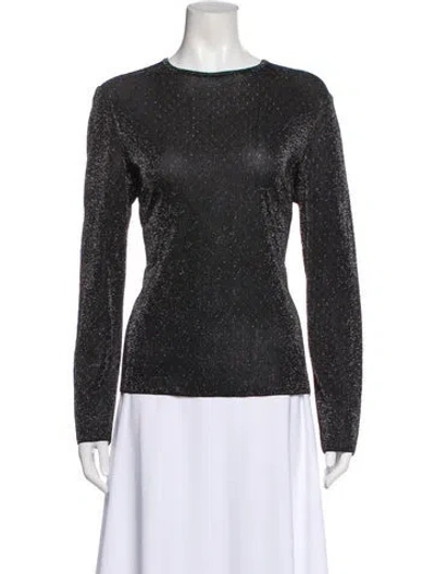Pre-owned St John Patterned Crew Neck Top In Black