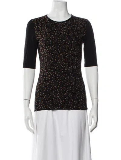 Pre-owned St John Patterned Crew Neck Top In Black