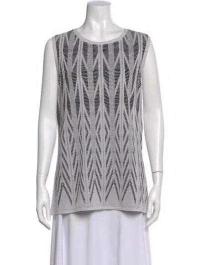 Pre-owned St John Patterned Crew Neck Top In Black