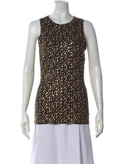 Pre-owned St John Patterned Crew Neck Top In Black