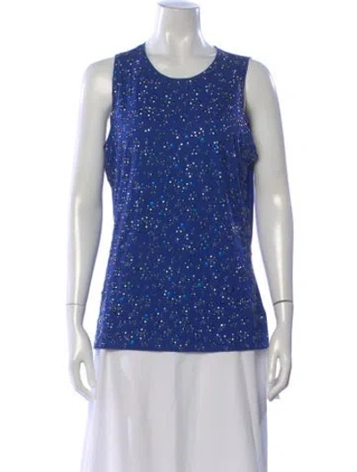Pre-owned St John Patterned Crew Neck Top In Blue