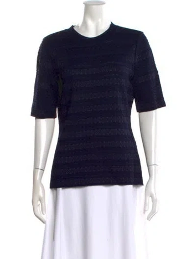 Pre-owned St John Patterned Crew Neck Top In Blue