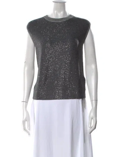Pre-owned St John Patterned Crew Neck Top In Gray