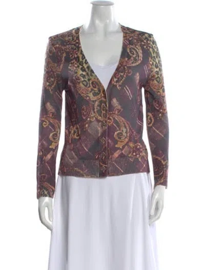 Pre-owned St John Patterned Crew Neck Top In Multi
