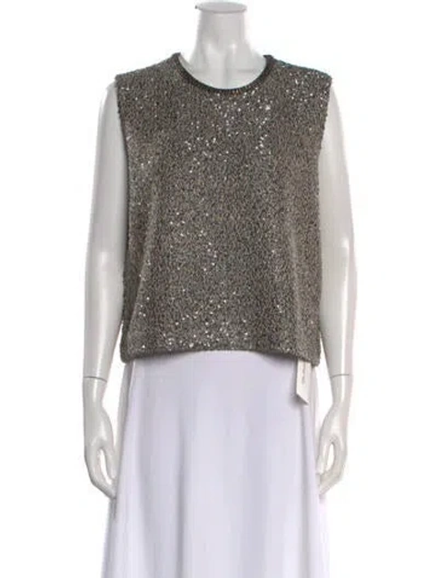 Pre-owned St John Patterned Crew Neck Top In Neutral