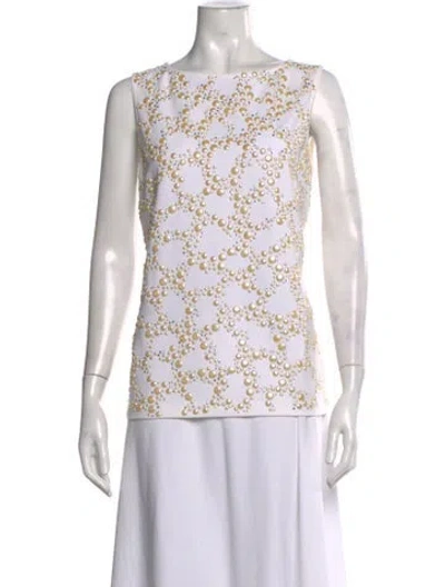 Pre-owned St John Patterned Crew Neck Top In Neutral